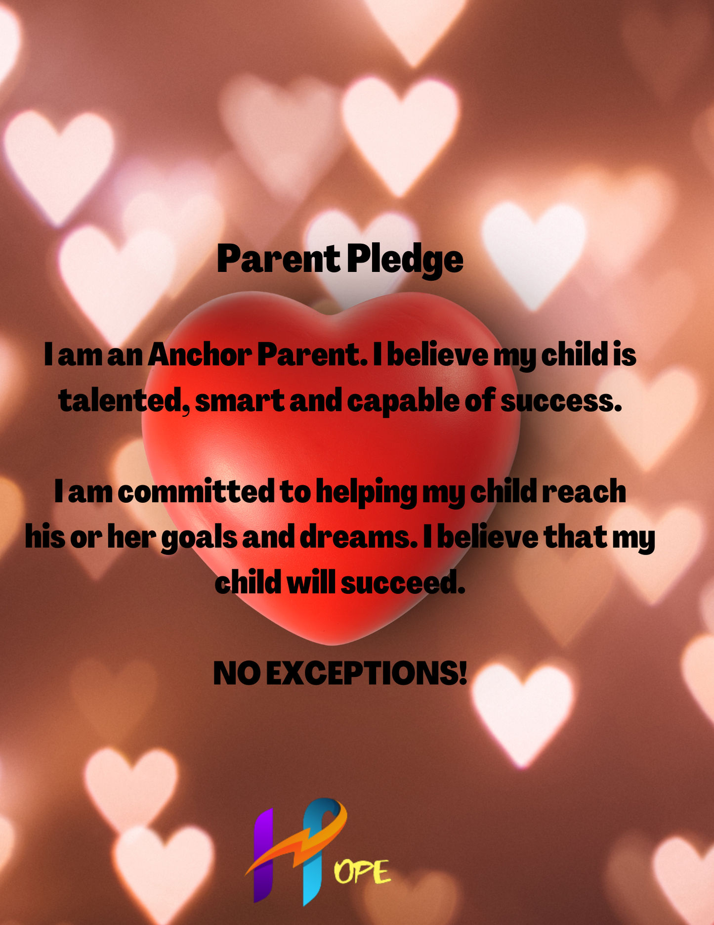 Minimum Order 10 - Science of Hope - Parent Pledge Poster II