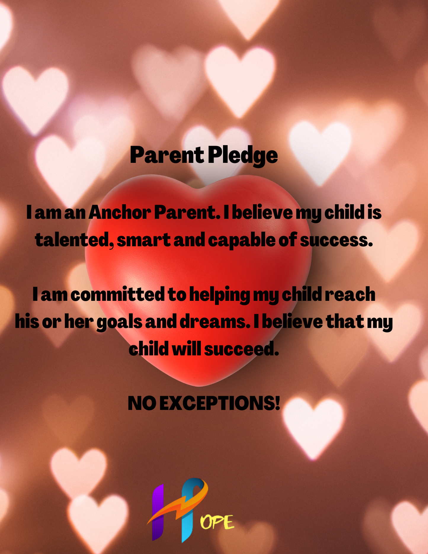 Minimum Order 10 - Science of Hope - Parent Pledge Poster  II